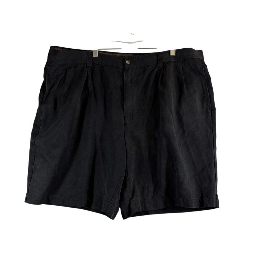 TOMMY BAHAMA Mens Shorts Size 42 Black 100% Silk Chino Zip Fly - Picture 1 of 8
